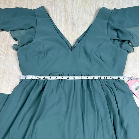 NWT Birdy Grey Chiffon Sea Glass Hannah Empire V-Neck Romantic Dress Gown XL - Picture 13 of 16